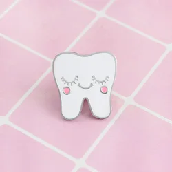White Cartoon Smile Teeth Custom Enamel Brooche Cute Funny Medical Jewelry Accessories Kids Gifts Knapsack T-shirt Pin Wholesale