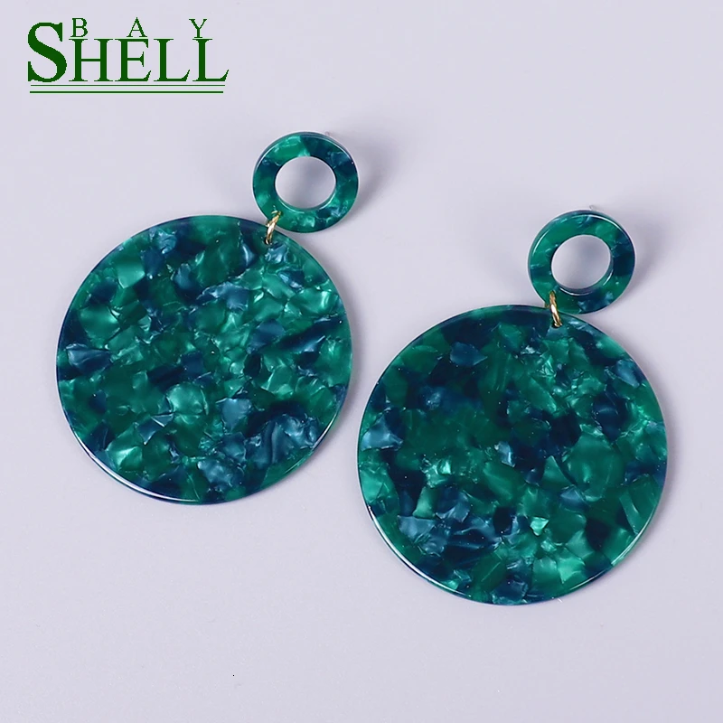 Shell Bay Za Colorful Acrylic Earrings Resin Round Dangle Earrings For Women Fashion Leopard Geometry Acetate Jewelry Brincos