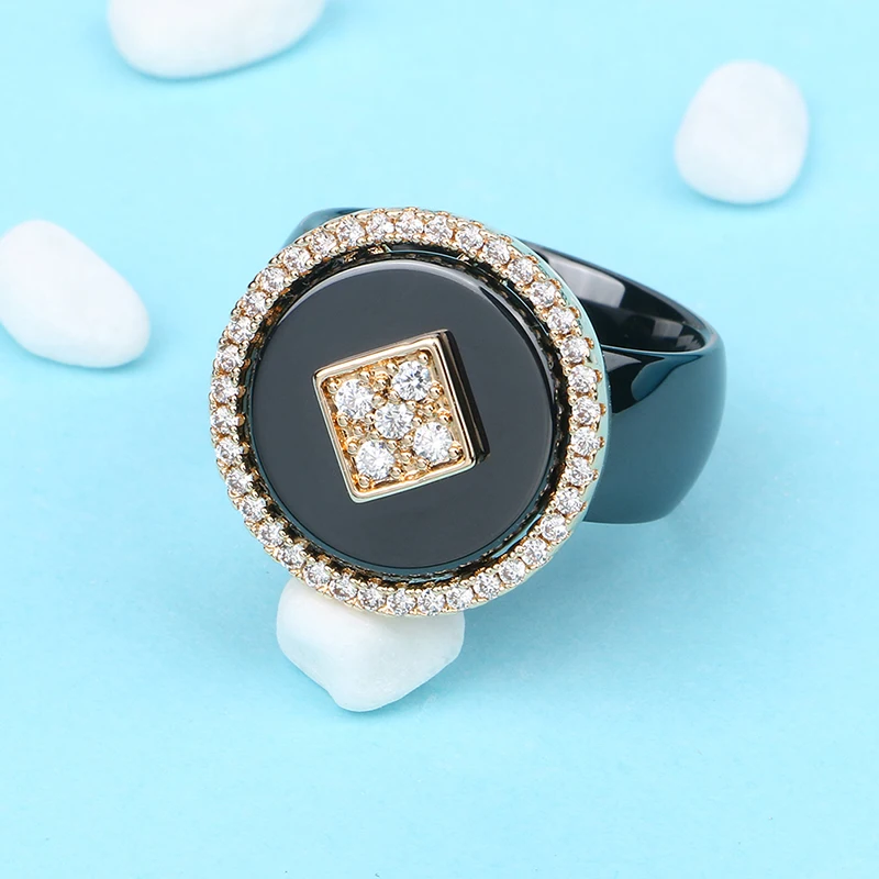 New Big Oversize Women Rings Healthy Comforfit Never Fade Color Fashion Jewelry Gift CZ Crystal Women Rings Chrismas Gift