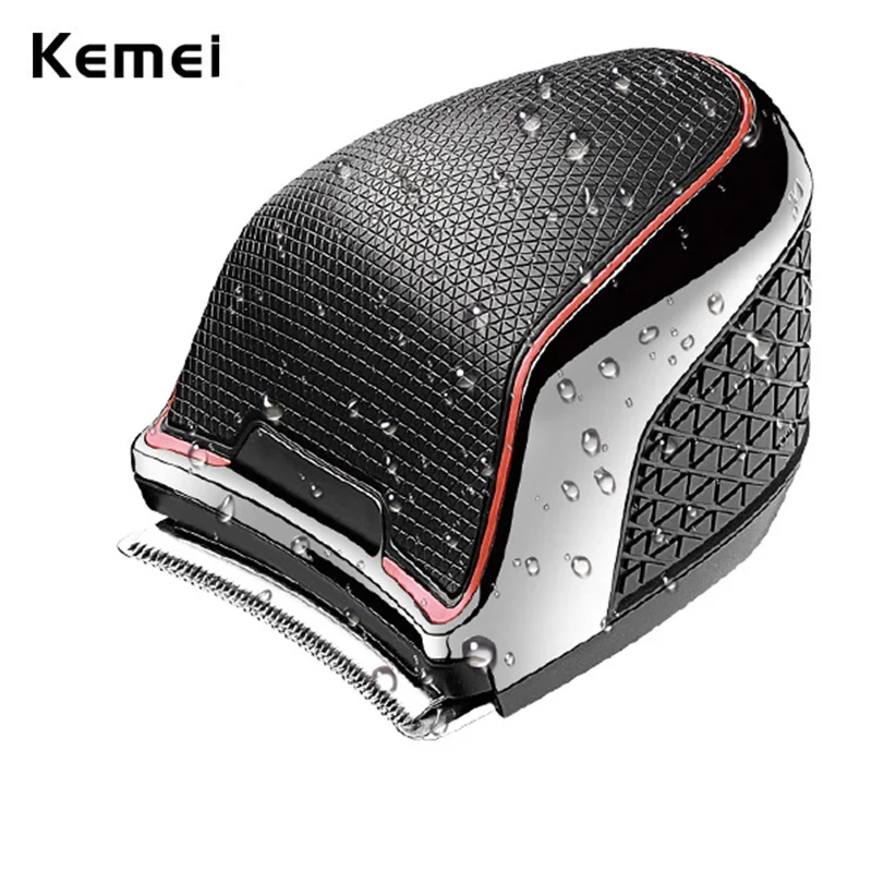 Kemei Home Fade Cordless Hair Clipper for Men Waterproof Beard Trimmer Self-Hair Cut for Shaving Baldheaded Wide Curved Blade