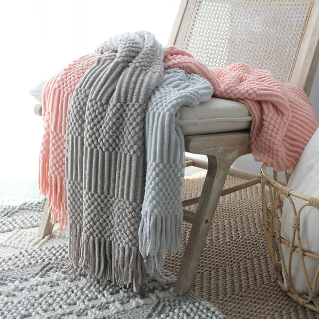 127×170CM Nordic Style knitted blanket Air Conditioning Blankets Nap Throw Blankets Solid Color Blanket for Bed Sofa