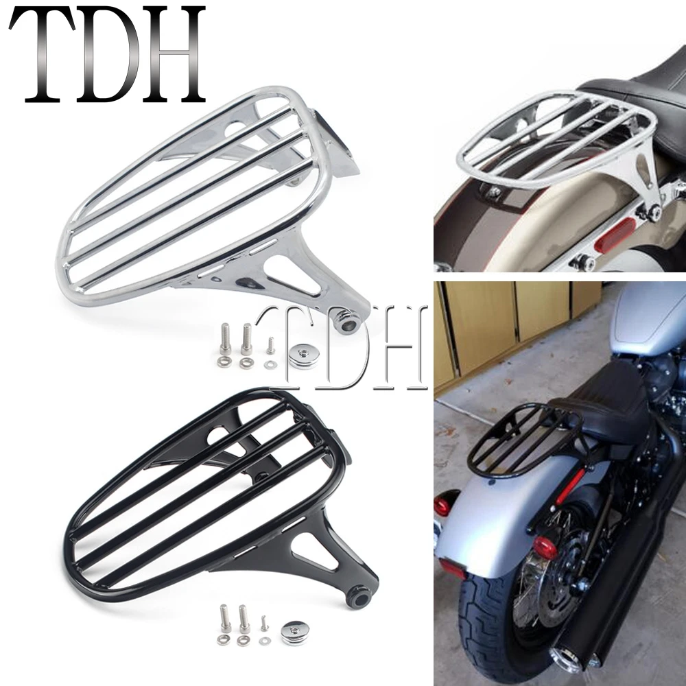 

Steel Motorcycle Solo Seat Luggage Rack For Harley Softail Slim FLSL Street Bob FXBB 2018-2021 Rear Luggage Carrier Black/Chrome