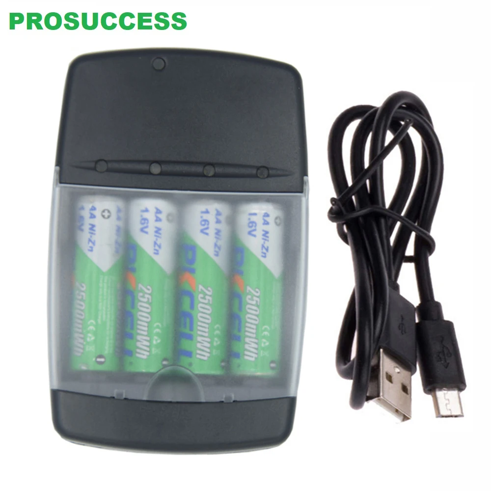 Independent Four Slots LED Display AA AAA AAAA NiZn 1.6V Rechargeable Battery USB Smart Charger With Car EU US Adaptor  BC4Z