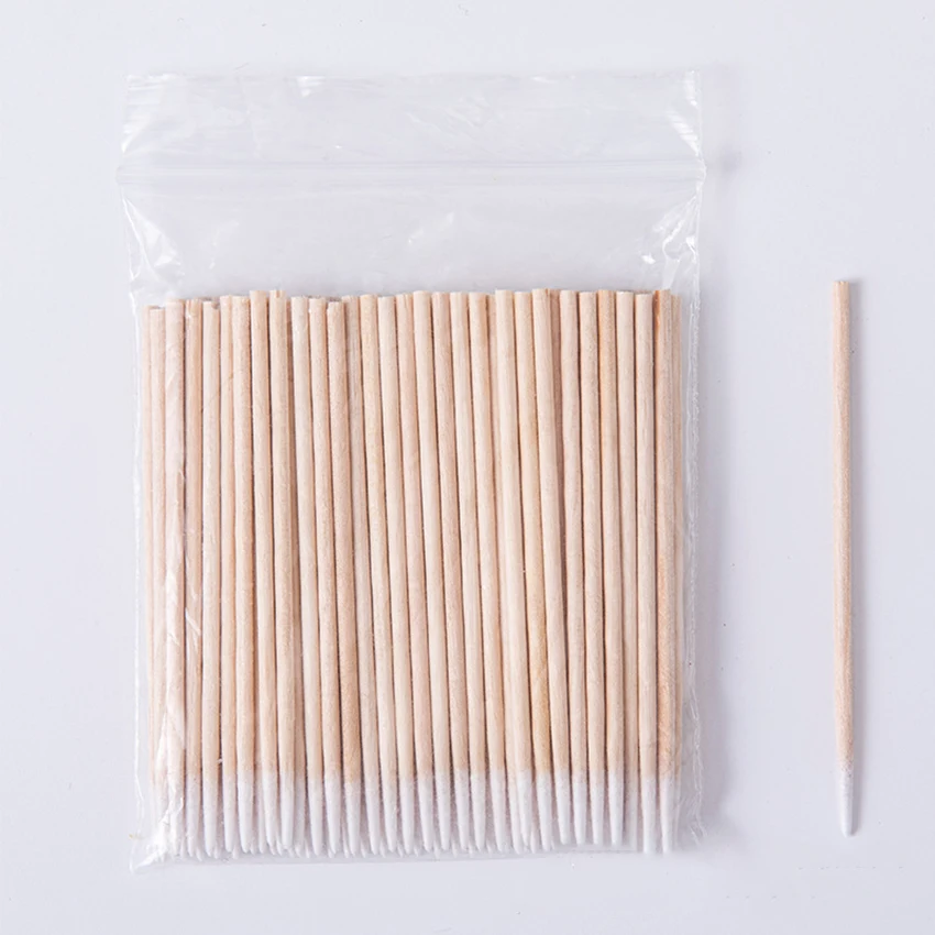 100 Tính Tăm Bông Đầu, Đầu Bông Que Đơn Đầu Mềm Mại, Dịu Nhẹ Mặt Trang Điểm, và Làm Đẹp Applicator, Sơn Móng Tay Loại Bỏ