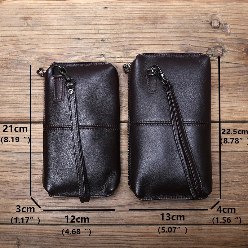 NZPJ männer Leder Lange Brieftasche Erste Schicht Rindsleder Zipper Clutch Tasche Retro Bank Karte Fall Weichem Leder Telefon Fall münze Fall – Detail 2