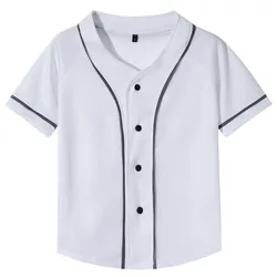 2021 Children Solid Color Oversized T-Shirt Boy Girl Single Breasted Summer Short Sleeve Tee Shirts Baseball Jersey Teen Clothes