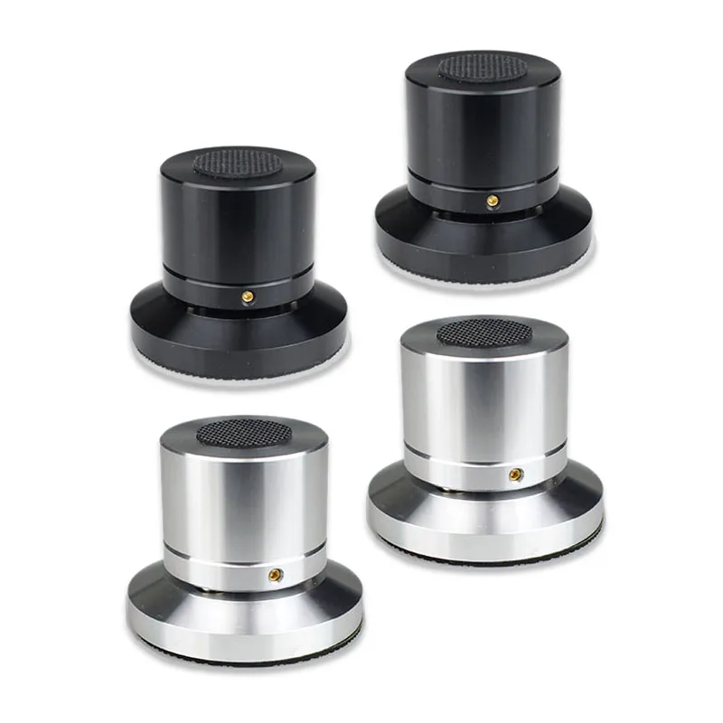 4pcs 65x53mm Aluminium Speaker Spike Pads Amplifier Shock-absorbing Steel Ball Ceramics Ball Isolation Stand Feet Base Pads