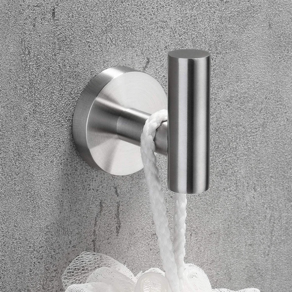 Round Bathroom Accessories Stainless Steel Brushed Toilet Paper Holder Towel Ring Robe Hook Towel Rail Bar Bathroom Hardware