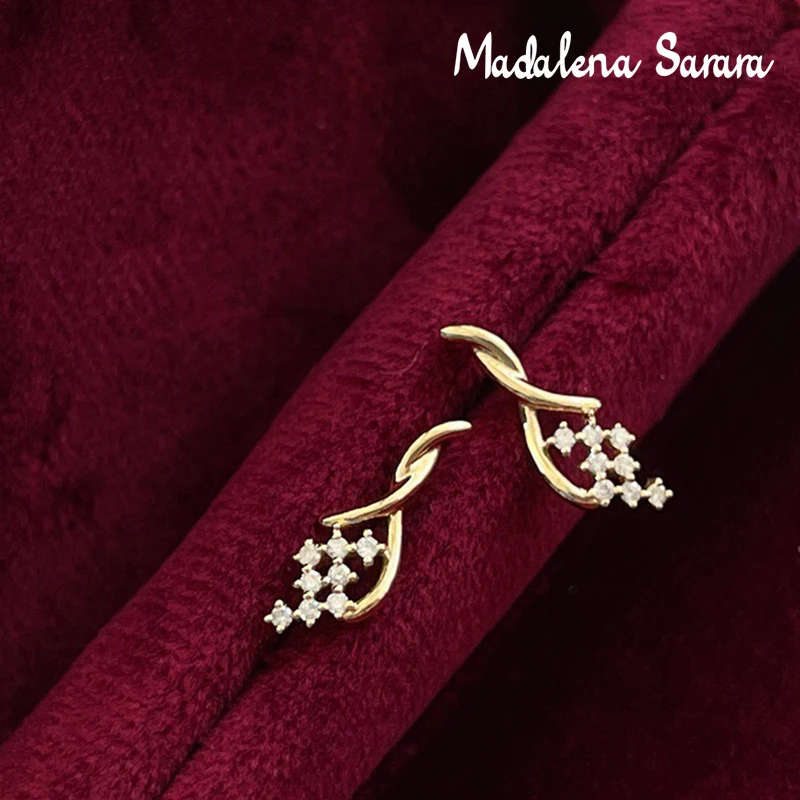 

MADALENA SARARA South Africa Diamond Silk Belt Shape Earrings 18K Yellow Gold Women Earrings Jewelry