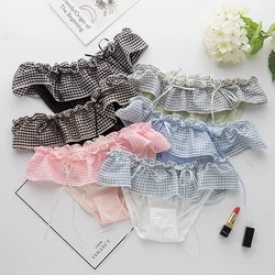 6 Colors/new Japanese Girl Cute College Style Pattern Panties with Printed Glitter Ribbon Low Waist Ladies Briefs Sexy Kawaii