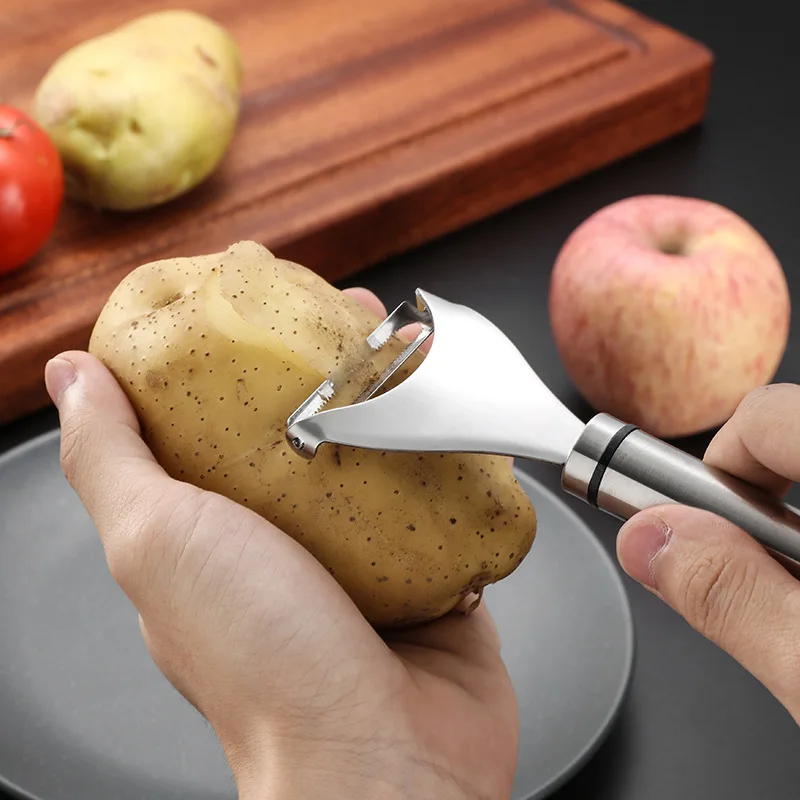 

1PC Stainless Steel Fruit Vegetable Peeler Two Types Potato Carrot Grater Sharp Movable Blade Kitchen Gadget Home Accessories