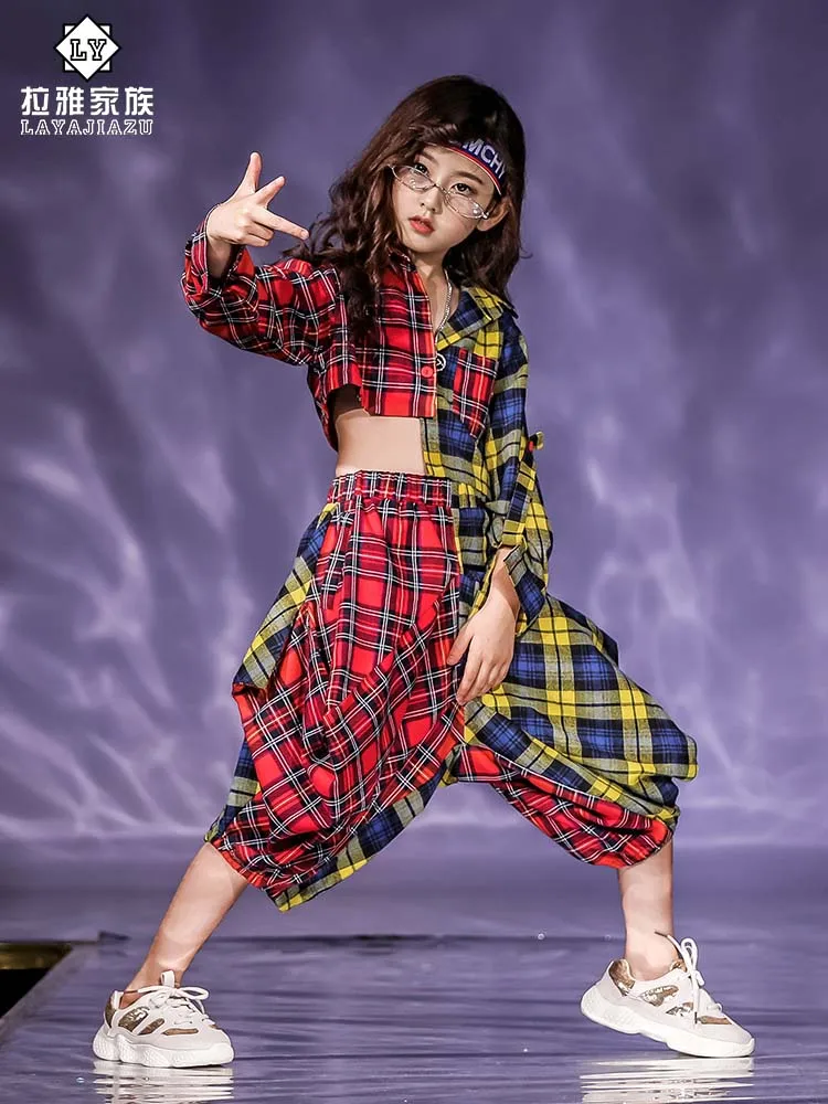 

Girls' Fashion Show Fashion Fashion Color Matching Suit Girls Summer Hip Hop Jazz Dance Suit New Performance Clothing