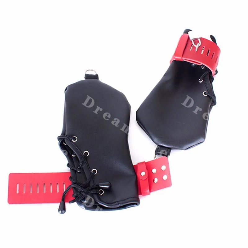 Juego de rol de cuero para mascotas, guantes de mano con cerraduras de almohadilla y anillos en D, disfraz de perro, ropa fetiche para mujer