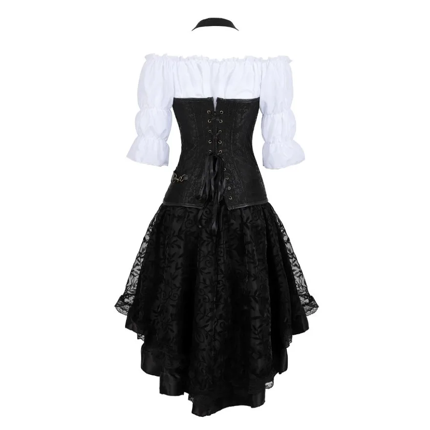 Déguisement Pirate Steampunk Femme 3 Pièces – Corset, Blouse et Jupe – photo 4