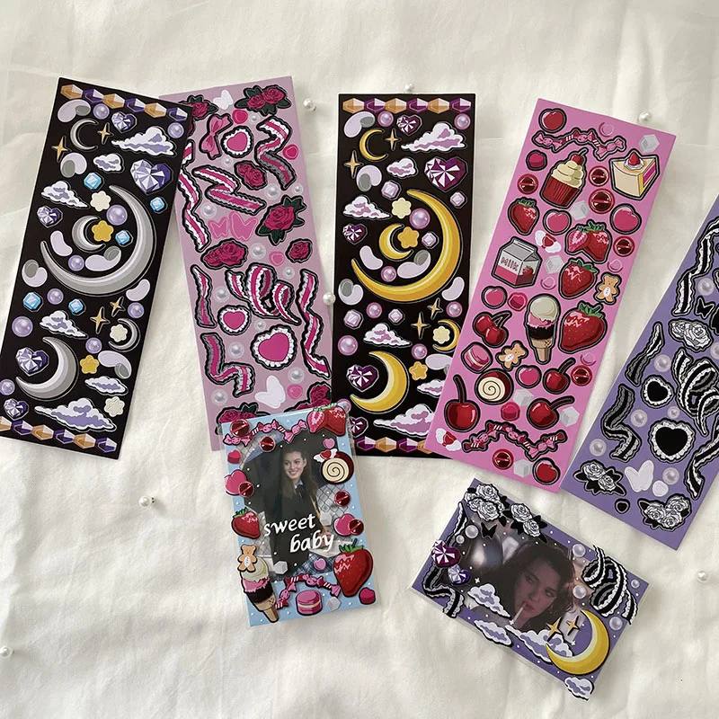 1Pc Starry Sky Series Laser Sticker DIY Scrapbooking Diary Happy Plan Base Collage Mobile Phone Gift Sealing Decoration Sticker