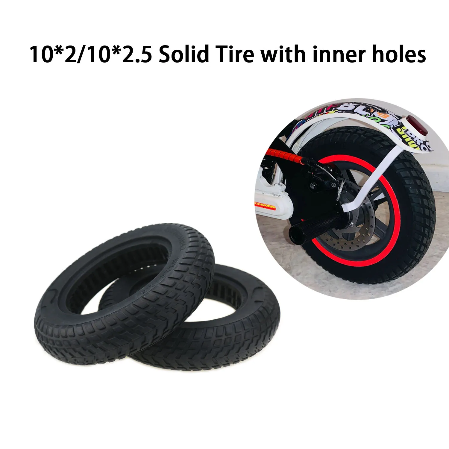 

2 Pcs 10*2.5 Hollow Honeycomb Tire for 60/70-6.5 Ninebot G30 Max Scooter Durable Scooter Tyre Anti-Explosion Tire Scooter Parts