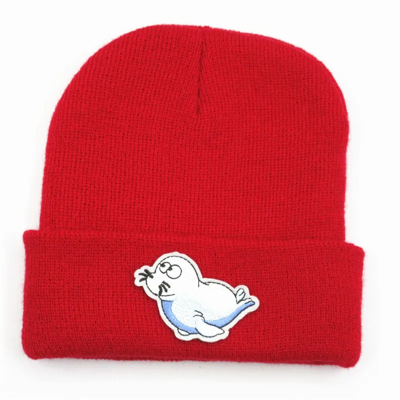 

LDSLYJR Cartoon sea lion embroidery Thicken knitted hat winter warm hat Skullies cap beanie hat for men and women 95