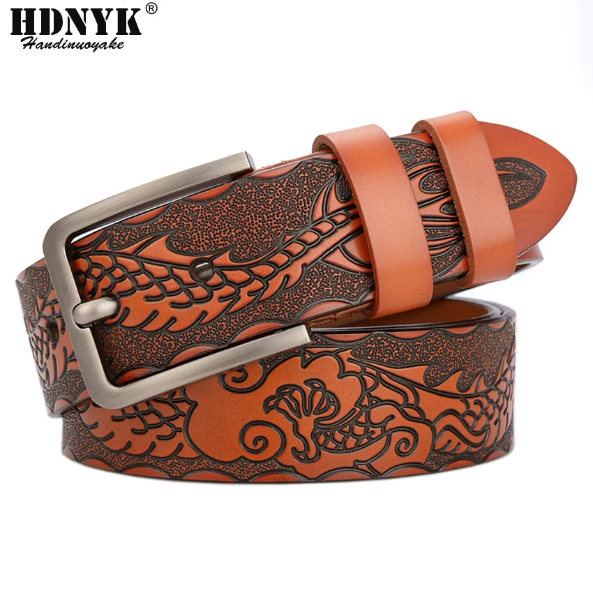 New Arrival Fashion China Dragon Style Belt  Artistic Designer Belt High Quality Genuine Leather Belts for Men Quality Assurance