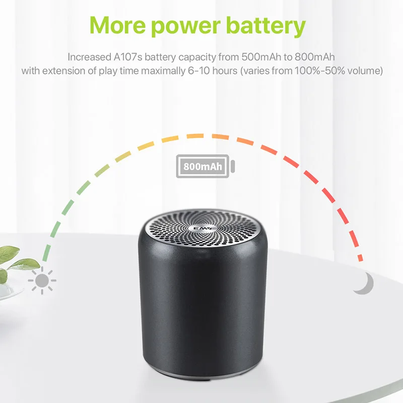 EWA A107S سمّاعات بلوتوث محمول معدن HIFI سماعات TWS لاسلكيّ موسيقى لاعب قوي صوت SD بطاقة لعب مكبر صوت