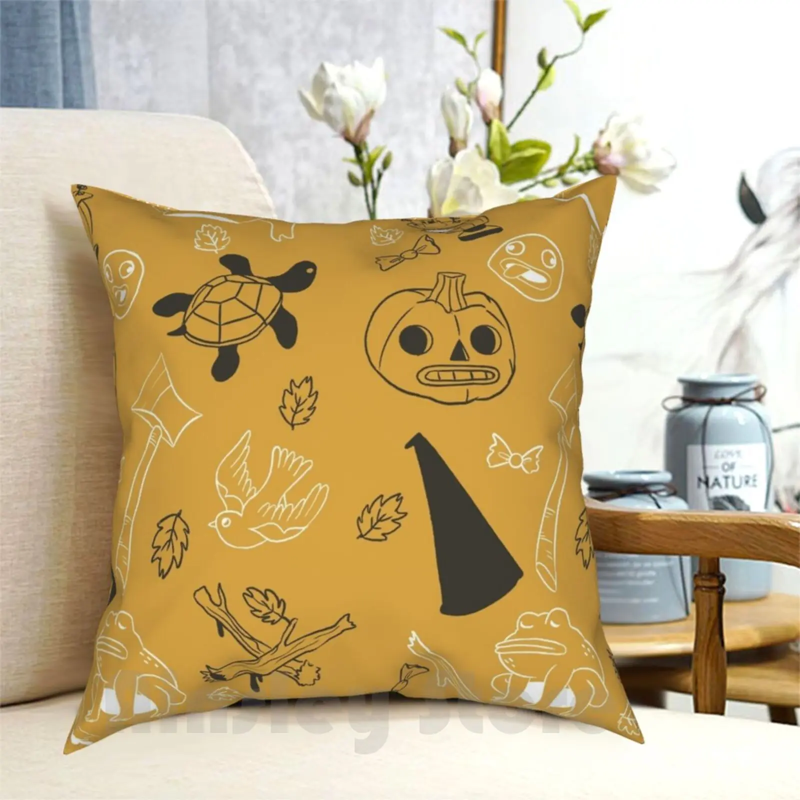 Pattern Pillow Case Printed Home Soft Throw Pillow Fall Pattern Pumpkin Latter Fanart Wirt Greg Jason Funderburker