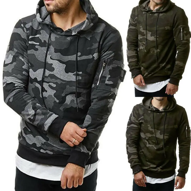 Men\'s Hooded Sweatshirt Brand Autumn Winter Camouflage Military Sportswear Casual Hooded Jacket Male Pullover Coat Hot M-3XL