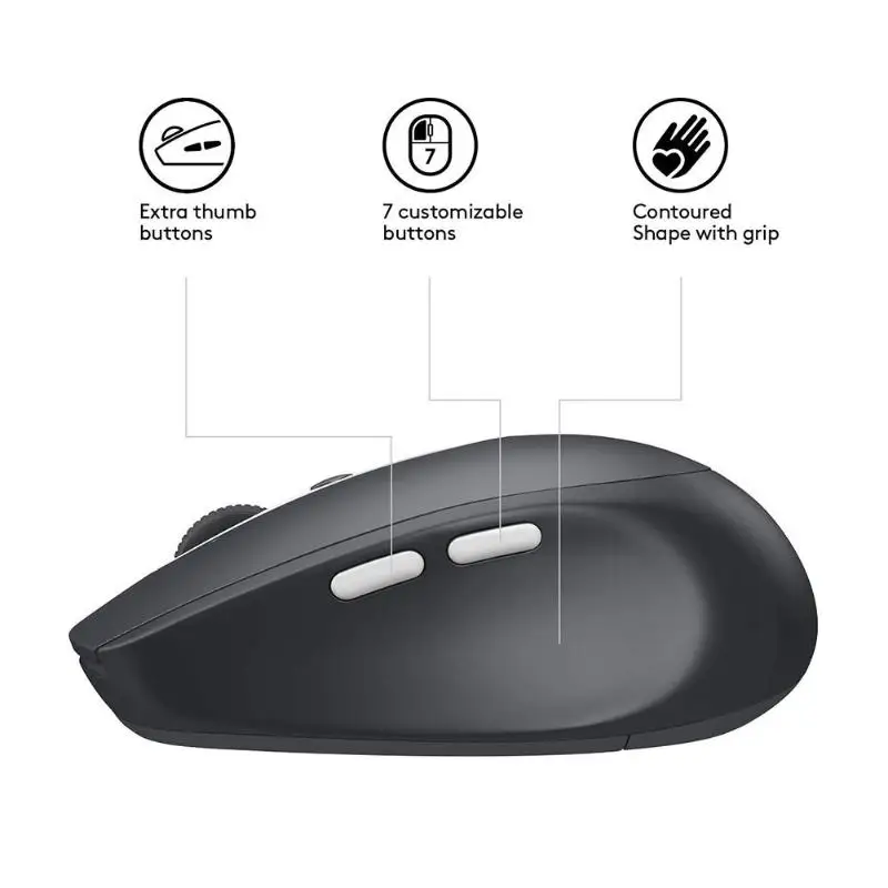 Go M590 Mouse Bluetooth tanpa kabel, 2.4GHz penggabung Mode ganda 1000 DPI multi-perangkat Mouse optik senyap kantor PC