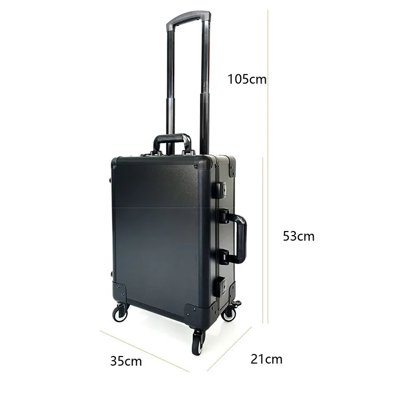 Customized Professional Makeup Vanity Case With Mirror Suitcase Rolling Trolley Case Black Beauty Cosmetic Organizer Tool Box