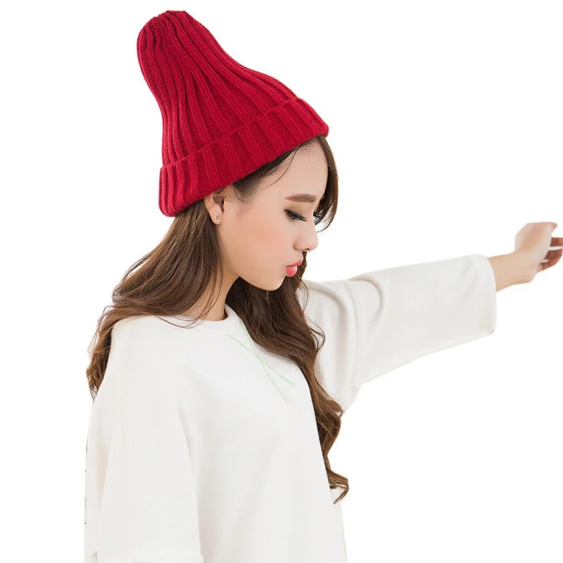 Wholesale Hat Female Unisex Cotton Blends Solid Warm Soft HIP HOP Knitted Hats Men Winter Caps Women Skullies Beanies Girl