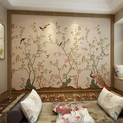 beibehang Custom Chinese large wallpaper 3d photo mural wall papers home decor flowers birds wallpapers living room decoration