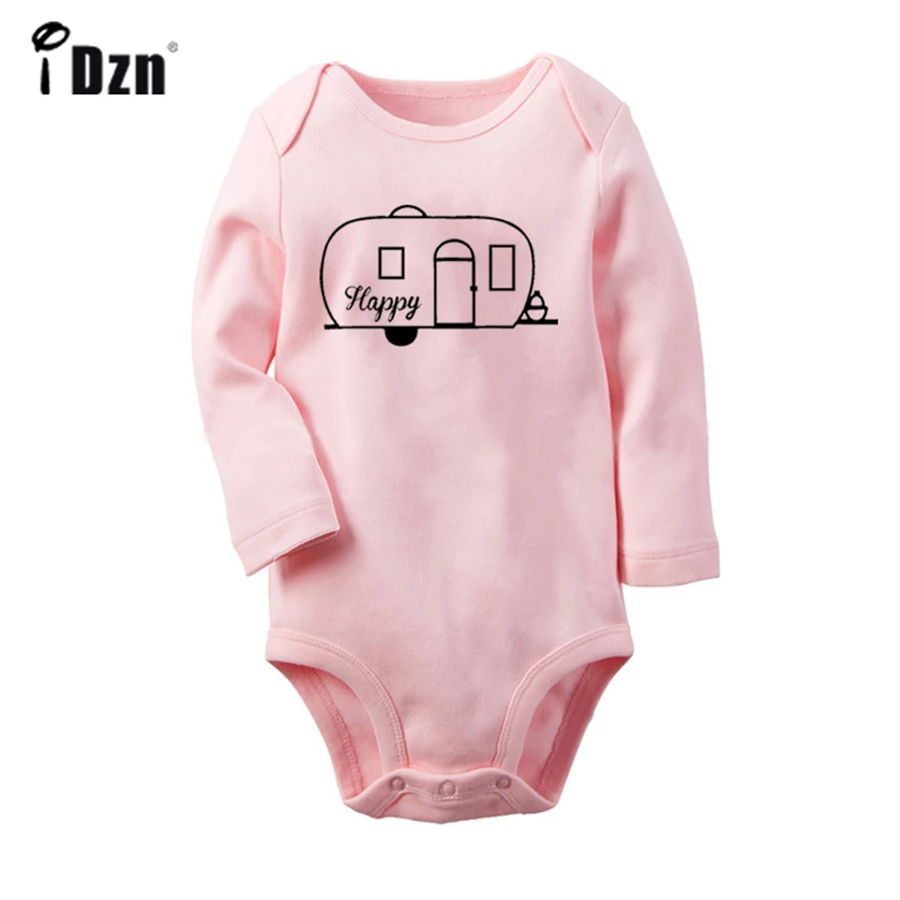 

Happy Camper I M Too Blessed to Be Stressed Newborn Baby Outfits Long Sleeve Jumpsuit 100% Cotton