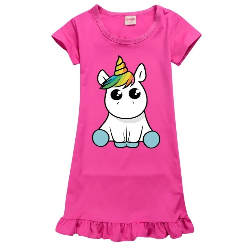 

Girls Rose red Birthday party Children unicorn Dress girl Costumes Summer dress Kids unicorn Dresses Princess pajamas Vestido