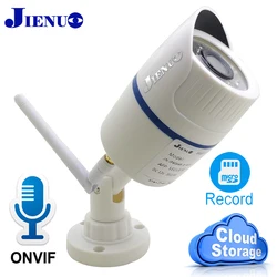 JIENUO IP Camera Wireless Cloud Storage Audio Cctv Security Outdoor Waterproof SD Card Slot Surveillance White HD Home Cam Wifi