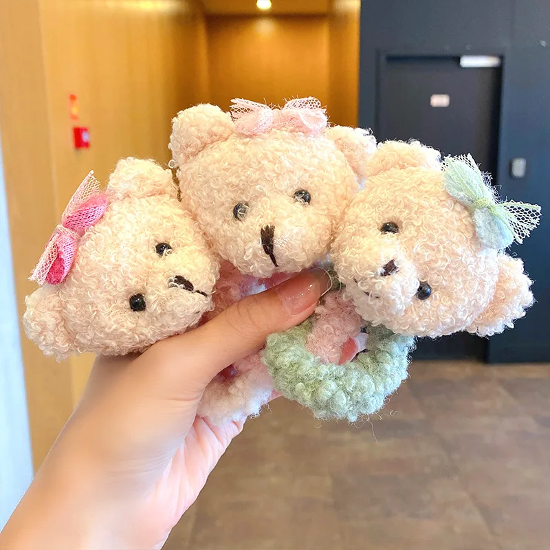 New Women Cute Plush Little Bear Rubber Bands Elastic Hair Bands For Children Girls Headwear Headband Fashion Hair Accessories