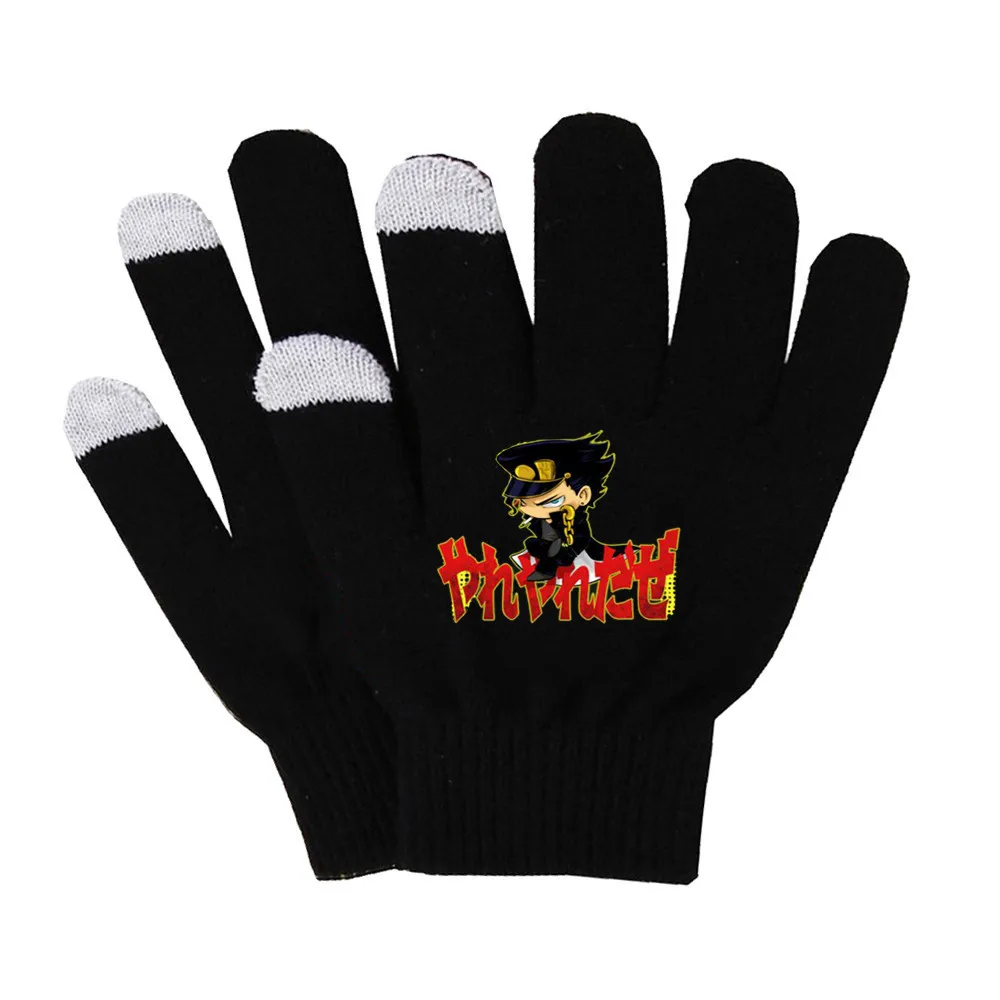 Anime JoJo's Bizarre Adventure Gloves Warm  Finger Cotton Gloves Hand Warmer for Touch Screen Smart Phone Female Gloves