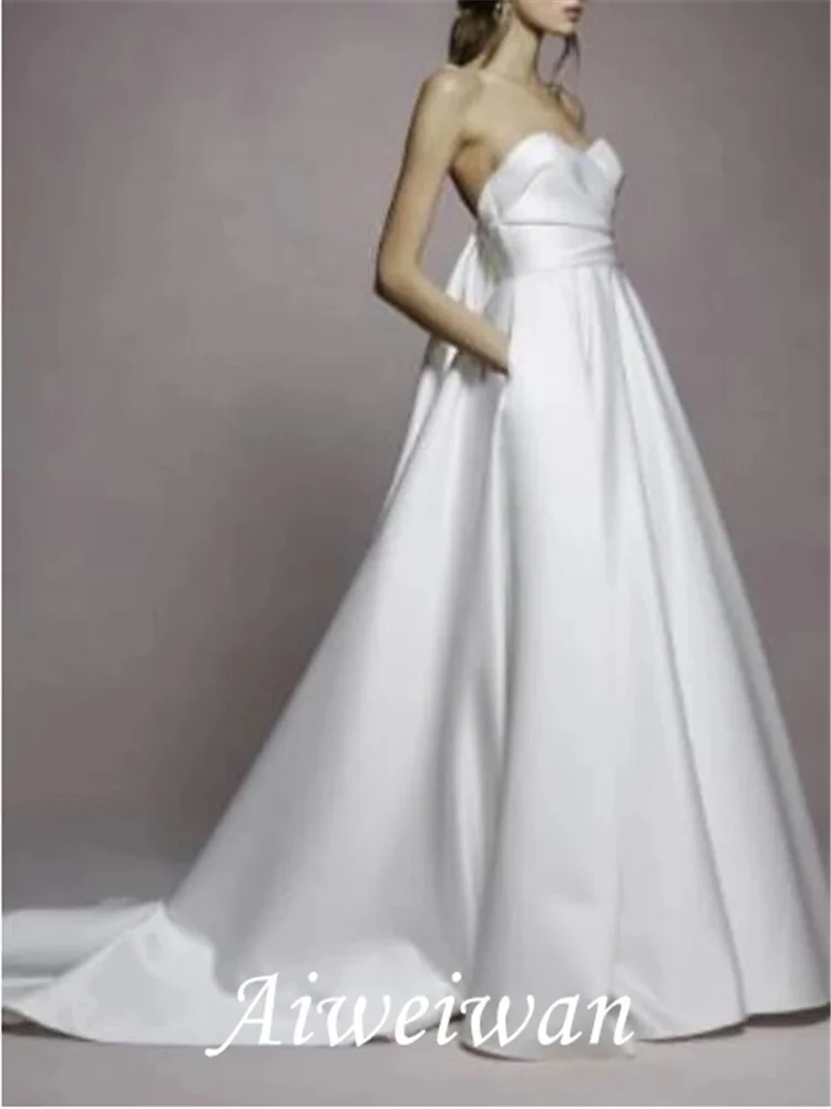 

A-Line Свадебные платья Свадебное платье Элегантное платье без бретелек сердцевидный вырез с коротким шлейфом без бретелек Простой размера плюс с драпировкой 2021