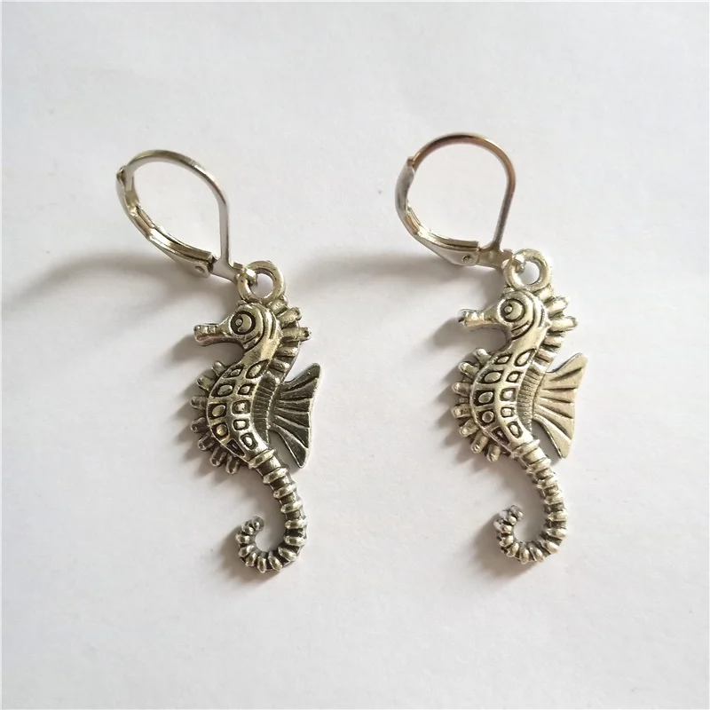 Hippocampus Leverback Earrings, Clip Earrings, Hippocampus Dangle Earrings, Geek Jewellery Quirky Earrings Novel Jewelry