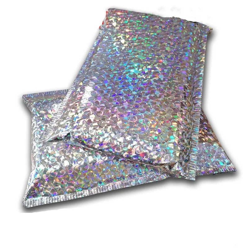 Bolsa de sobre de burbujas con película láser de Color, bolsa de papel de aluminio colorida, bolsa a prueba de golpes, bolsas Express de burbujas impermeables, 20 piezas