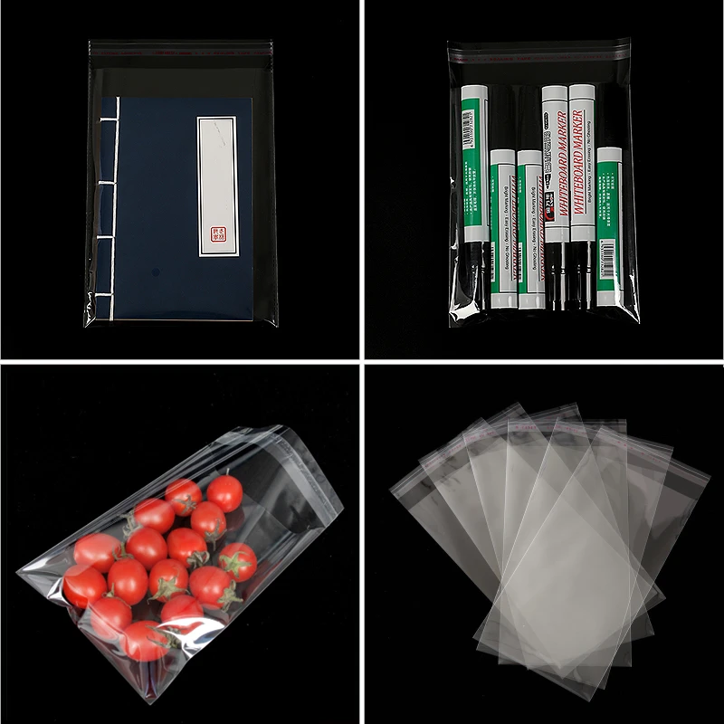 TETP 100Pcs 5Wires Clear Self Adhesive Bag Resealable Waterproof Gift Food Candy Pacakging OPP Plastic Bag Cellophane Storage 썸네일 6