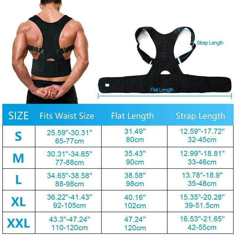 Back-Belt Adult Magnetic Posture Corrector Adjustable Correction Waist Trainer Shoulder Lumbar Brace Spine Support Straight Belt