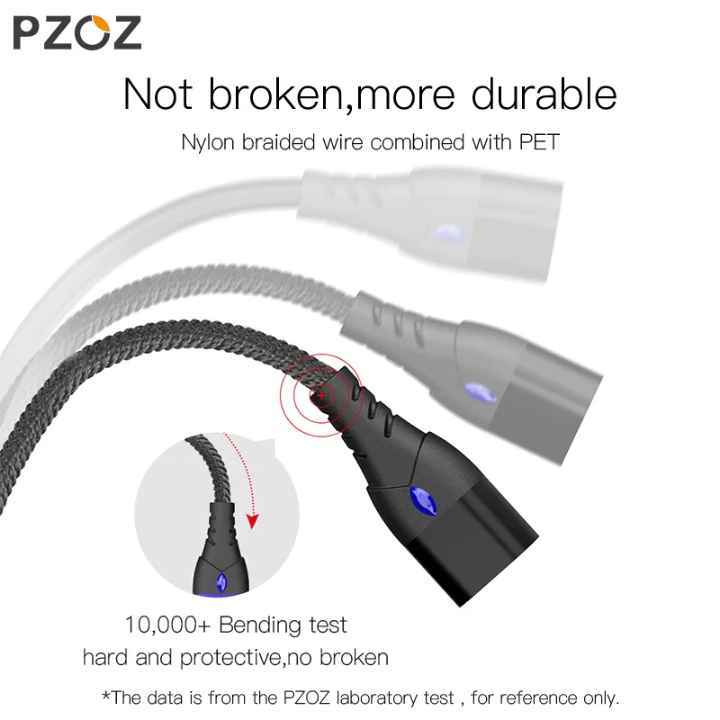 PZOZ-Cable magnético 5A tipo C, Cable Micro USB de carga súper rápida, cargador magnético USB C para iPhone, Huawei, Xiaomi