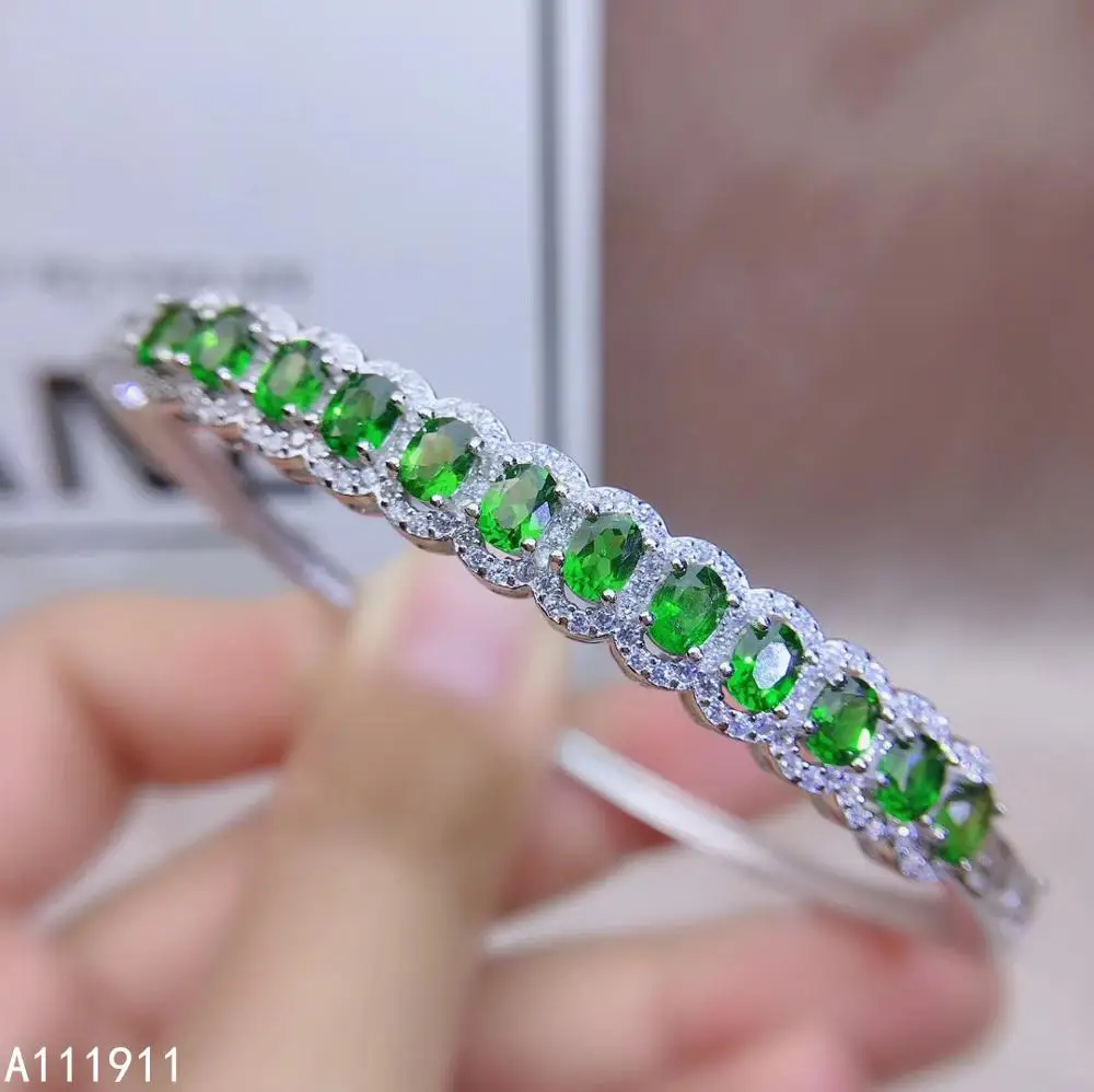 

KJJEAXCMY fine jewelry 925 sterling silver inlaid Natural Diopside popular ladies bracelet support detection noble