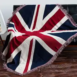 럭셔리 소파 담요 니트 던지기 130x180cm 영국 및 미국 국기 디자인 코튼 침대 스프레드 소파 의자 테이블 커버 바닥 카펫 이불