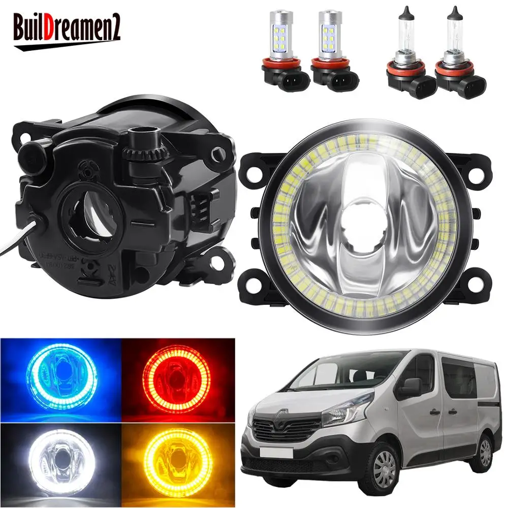 Angel Eye Fog Light Assembly For Renault Trafic 2.5L 2003-2006 Car 20W Front Bumper Fog Light Halo Ring DRL H11 12V Accessories