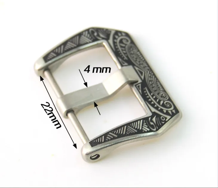 22 مللي متر 316L الفولاذ المقاوم للصدأ خمر محفورة أشرطة ساعة العصابات مشبك استبدال أجزاء الإكسسوارات