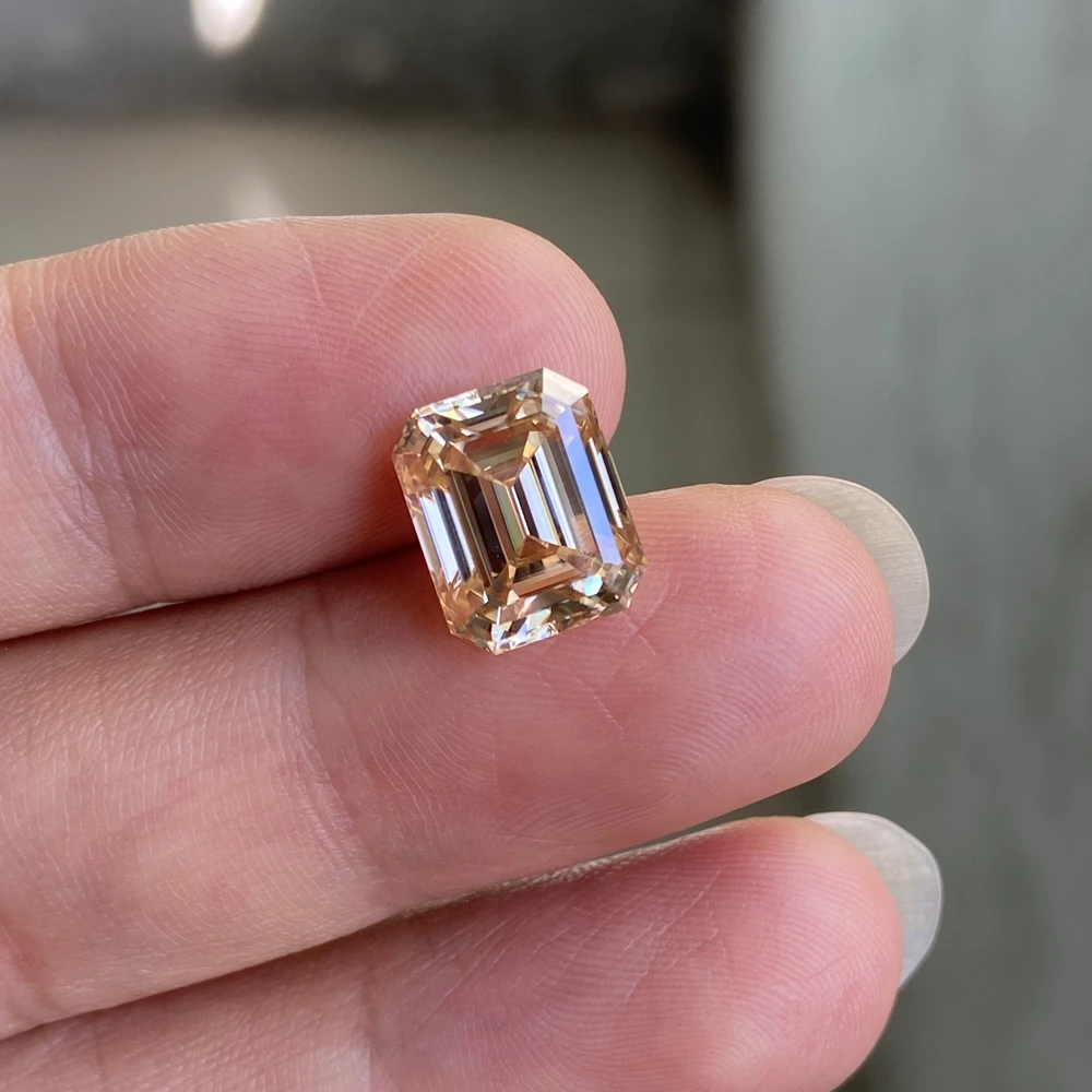 Meisidian 10x14mm 8 quilates esmeralda corte champagne cor pedra de diamante moissanite