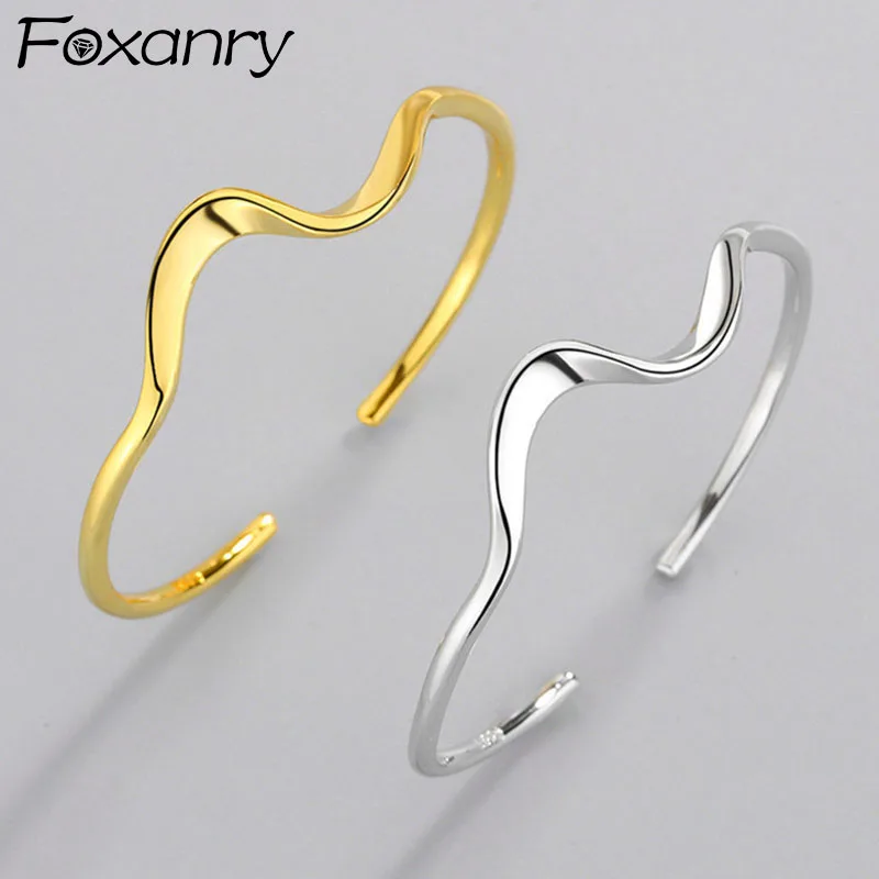 Foxanry Minimalist Silver Color Charm Bracelet INS Fashion Creative Wave Irregular Geometric Wedding Bride Jewelry Gifts