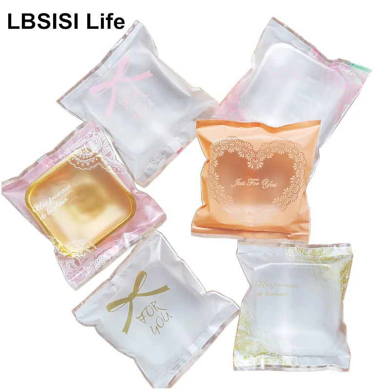 LBSISI Life 100pcs/Lot 150-200g Mooncake Bags Candy Biscuit Mochi Egg Yolk Crisp Packing For Mid-Autumn Festival Decoration