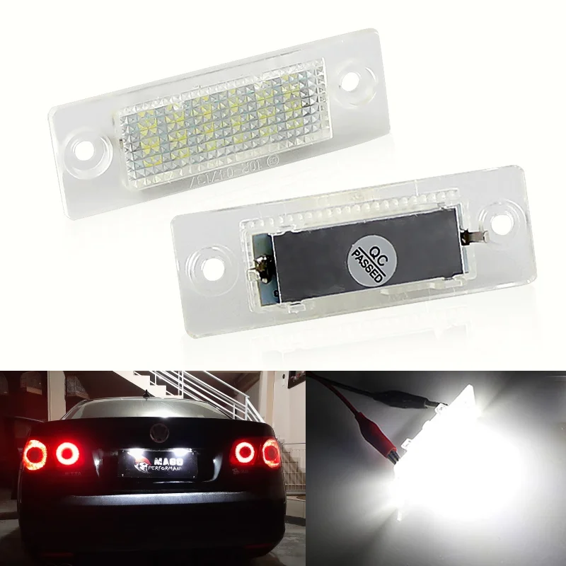 2PCS 12V LED Car License Number Plate Light Lamp No Error For VW Touran Golf Caddy Jetta MK5 T5 Passat Cimousint SKODA Superb