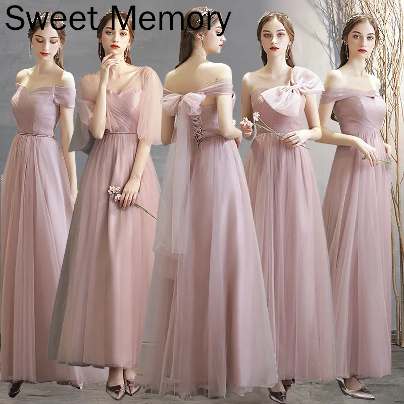 Reject Return Custom Made Long Blue Pink Bridesmaid Dresses Tulle Prom Dresses Graduation Robe Bride Gown Wedding Party Dress