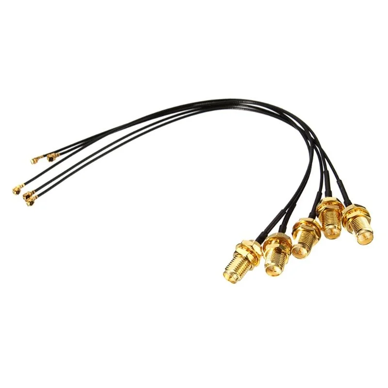 5 unids/lote extensión de Cable IPX a RP SMA conector hembra antena WiFi Cable Pigtail IPX a RP-SMA Jack macho SMA a IPX 1,13 Cable